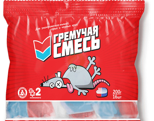 Отрава тесто Гремучая смесь от грызунов 200г 1/50