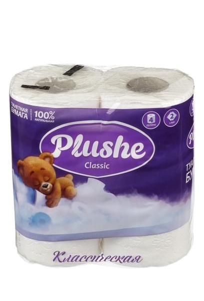 Туалетная бумага  "Plushe Classic" 2-х слойные 15м 4рул/уп 