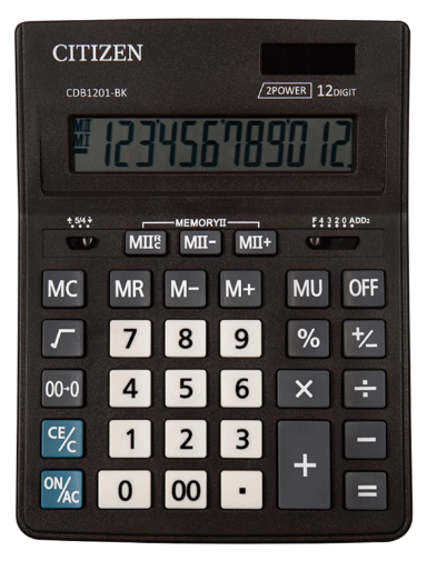 Калькулятор CITIZEN CDB1201-BK, 12 разрядов, 205-155мм  250434