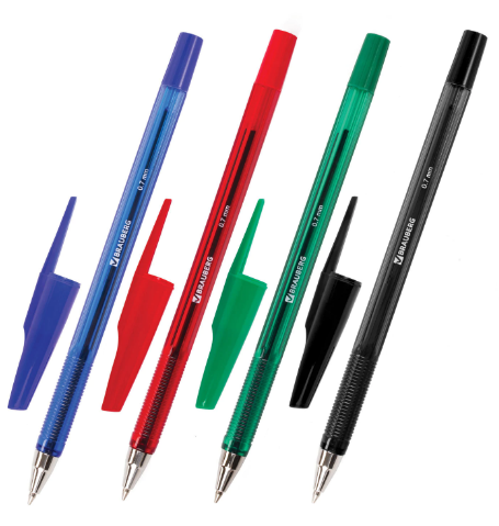 Ручка  шариковая BRAUBERG, набор 4 цвета, линия 0,35мм 141290
