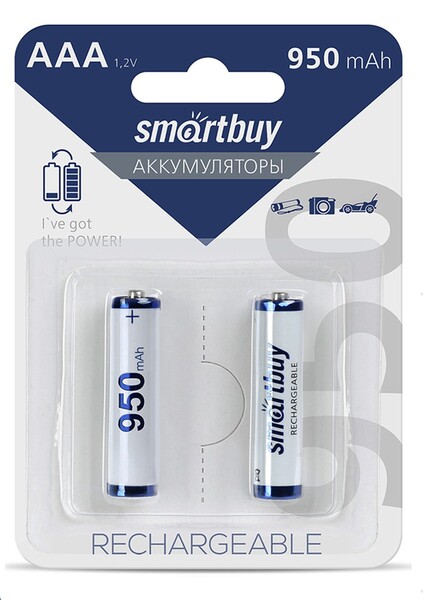 Аккумулятор NiMh Smartbuy AAА/2BL 950mAh (мизинчик) 2шт на блистере