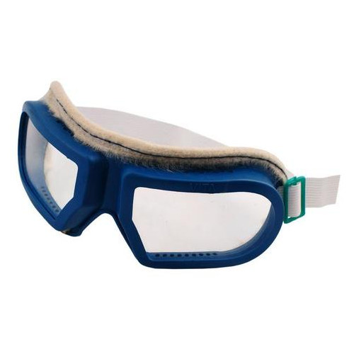 Очки защитные с прозрачными стеклами, синим ободком + войлок